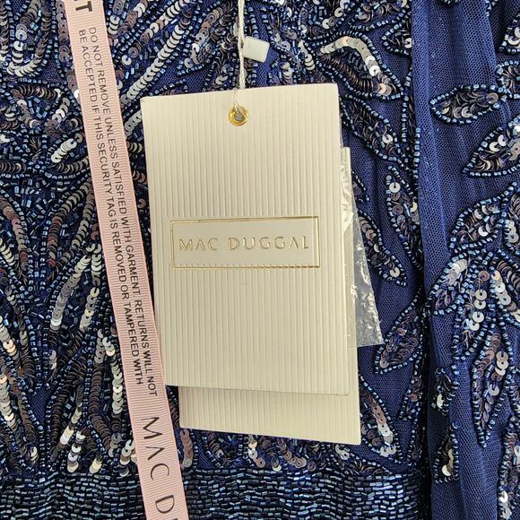 Mac Duggal Illusion Long Sleeve Beaded Embellished Gown NWT 8 Style 6023 Gown - Picture 4 of 16